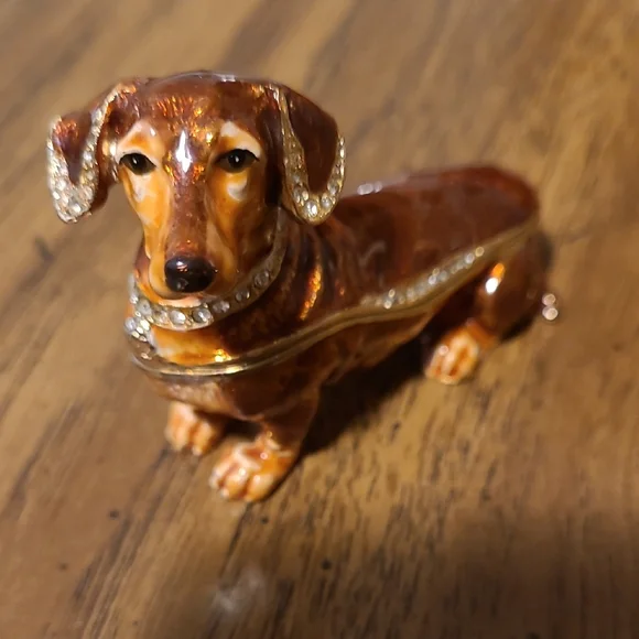 Brown and Gold Dachshund Trinket Box - Picture 3 of 5